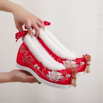 新娘内增高婚鞋北辰浅巷绣花