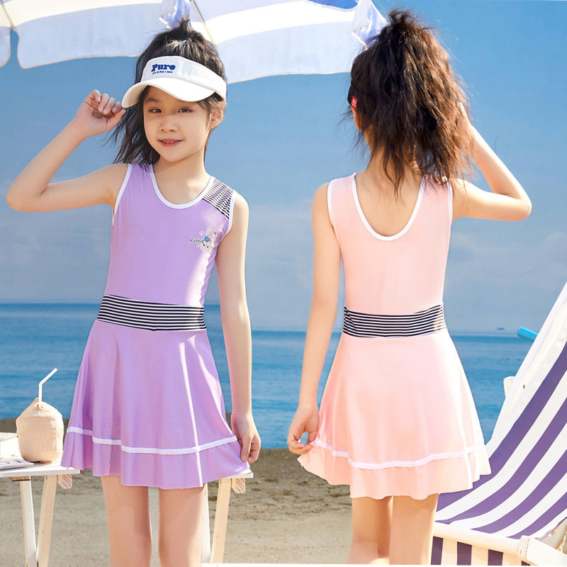 儿童泳衣女童速干游泳衣中大童女孩连体裙式公主韩版学生泳装