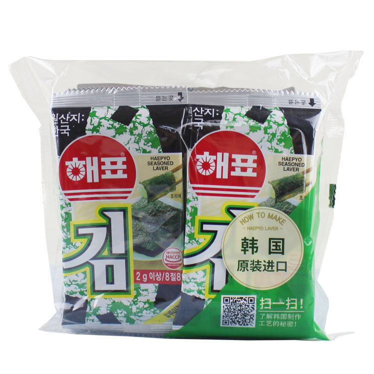 热卖韩国风味海飘烤海苔 海牌烤紫菜6小包12g原味咸香脆零食品