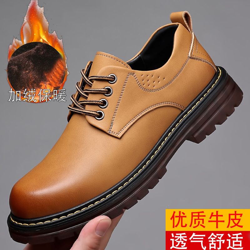 冬款奥伦牛筋底皮鞋春秋英伦厚底休闲德比鞋款正装结婚男鞋