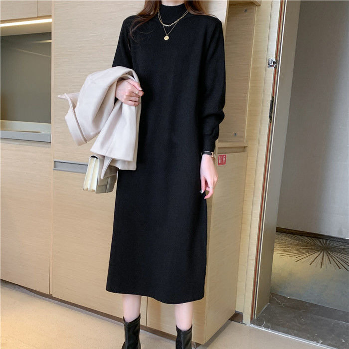 大码女装2025新款宽松半领连衣裙
