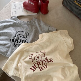 棉薄款春装夏季短袖上衣女童圆领休闲半袖T恤中小童印花打底t新款