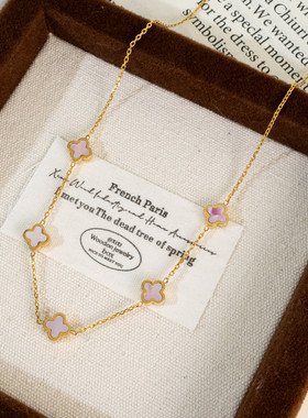 ins好运四叶草项链女小众轻奢高级感钛钢花朵锁骨链气质百搭饰品