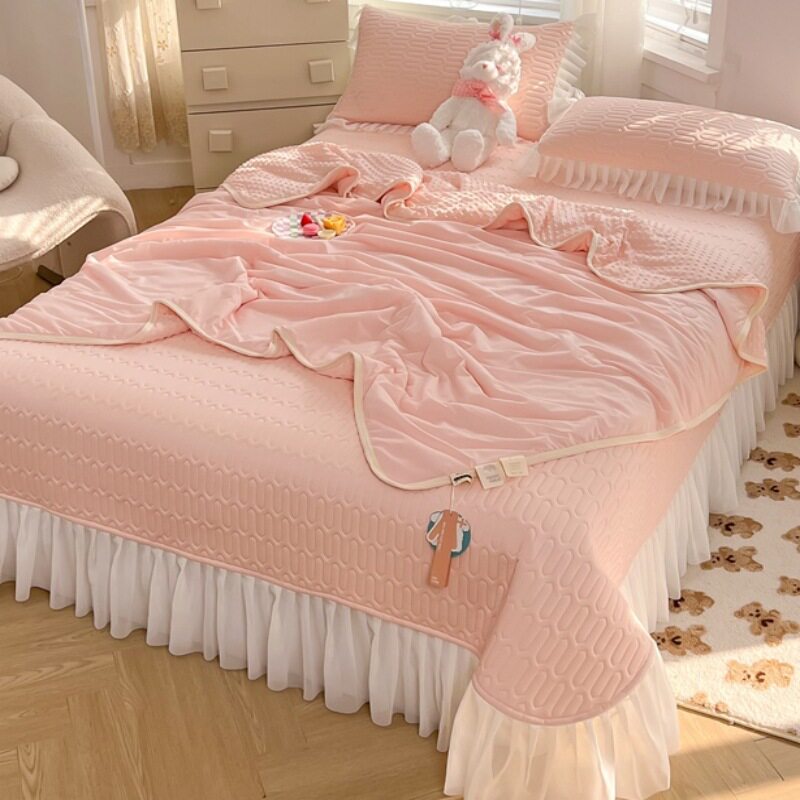 H4KEA类冰丝乳胶凉席空调被四件套夏季床盖款席子夏凉被豆豆被公