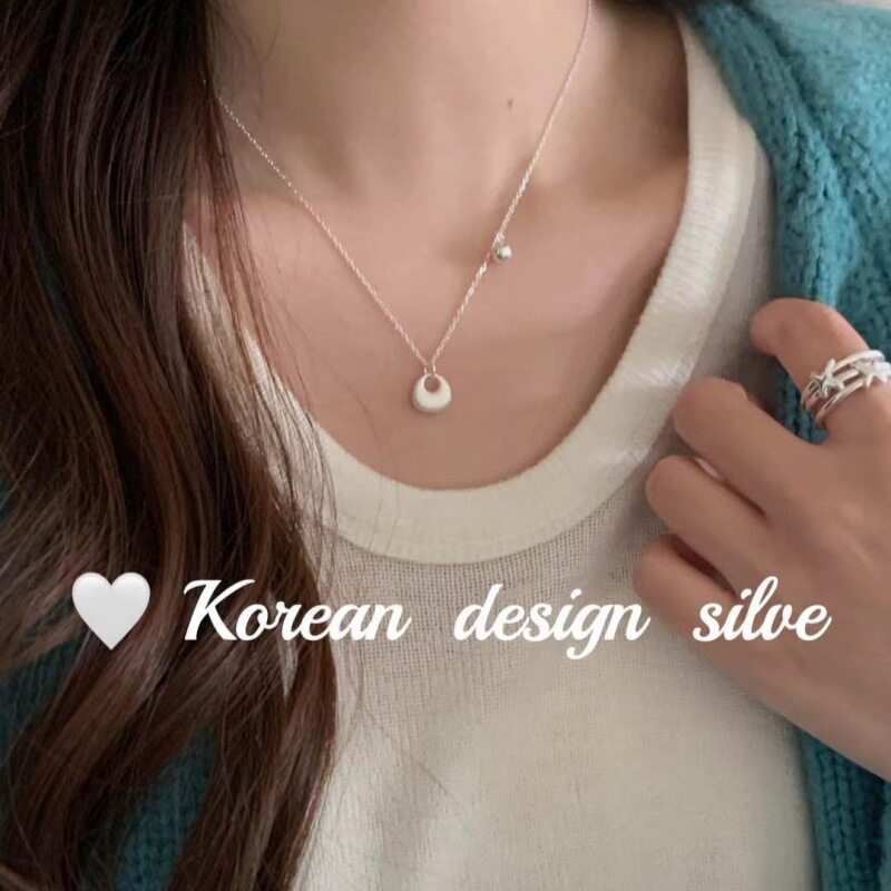 韩国南大门新款饰品 s925纯银 称心如意福袋项链叠戴锁骨链百搭款