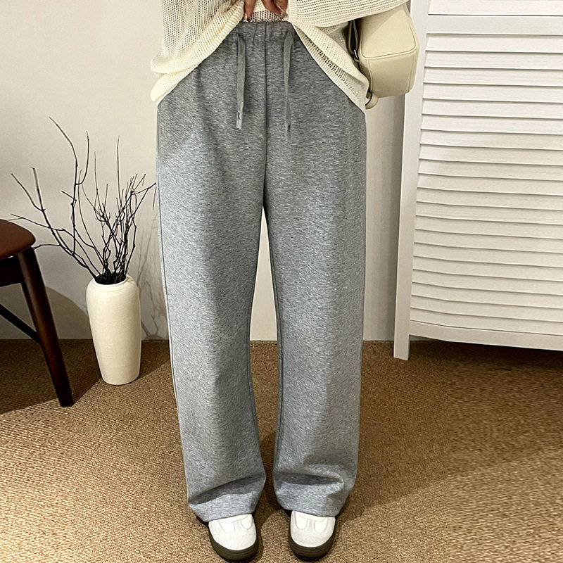 大码松紧直筒裤哈伦裤女卫裤2025秋胖mm宽松拖地阔腿裤NK1281乃粒