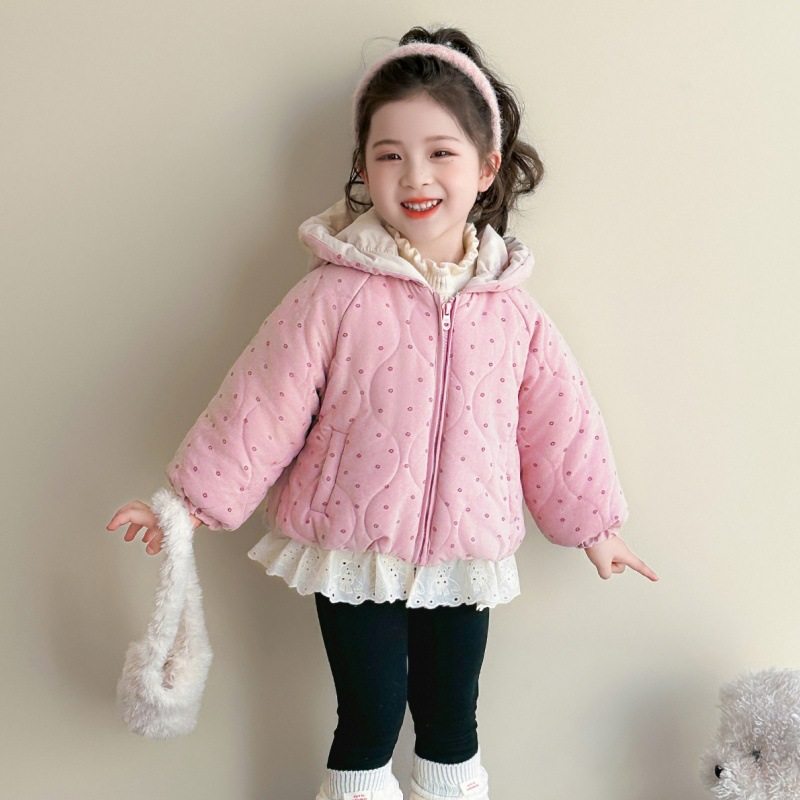 女童加绒棉服外套冬季2025新款儿童加厚棉衣冬装女保暖棉袄潮P90，童装棉衣，祺妙童装