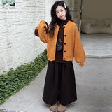 女童2025年春秋新款大扣子开衫外套女大童慵懒宽松针织衫修身毛衣，童装毛衣，祺儿童装