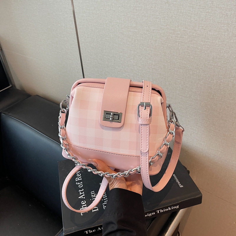 小众设计感小拎包女小香风菱格链条手提贝壳包百搭单肩通勤斜挎包