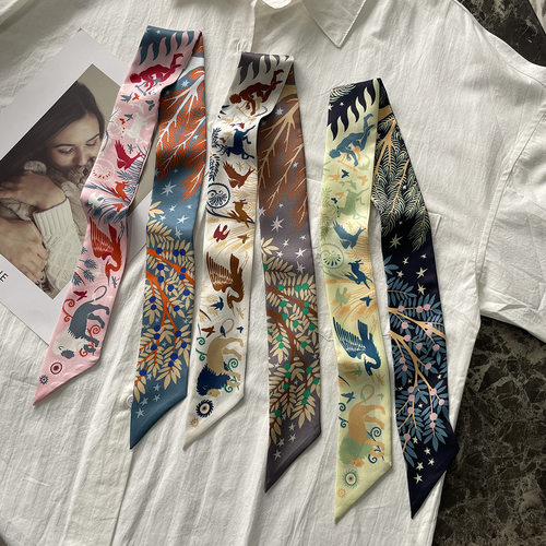 女桑蚕丝丝巾束发带绑包手柄真丝