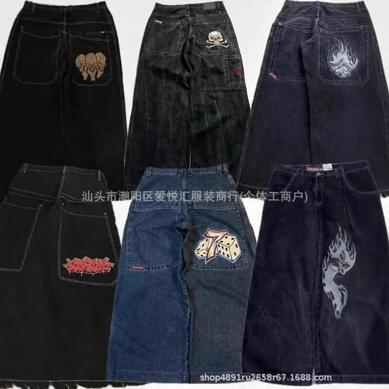 Jnco Baggy Jeans Hip Hop Rock Embroidery Pattern Men Women 2