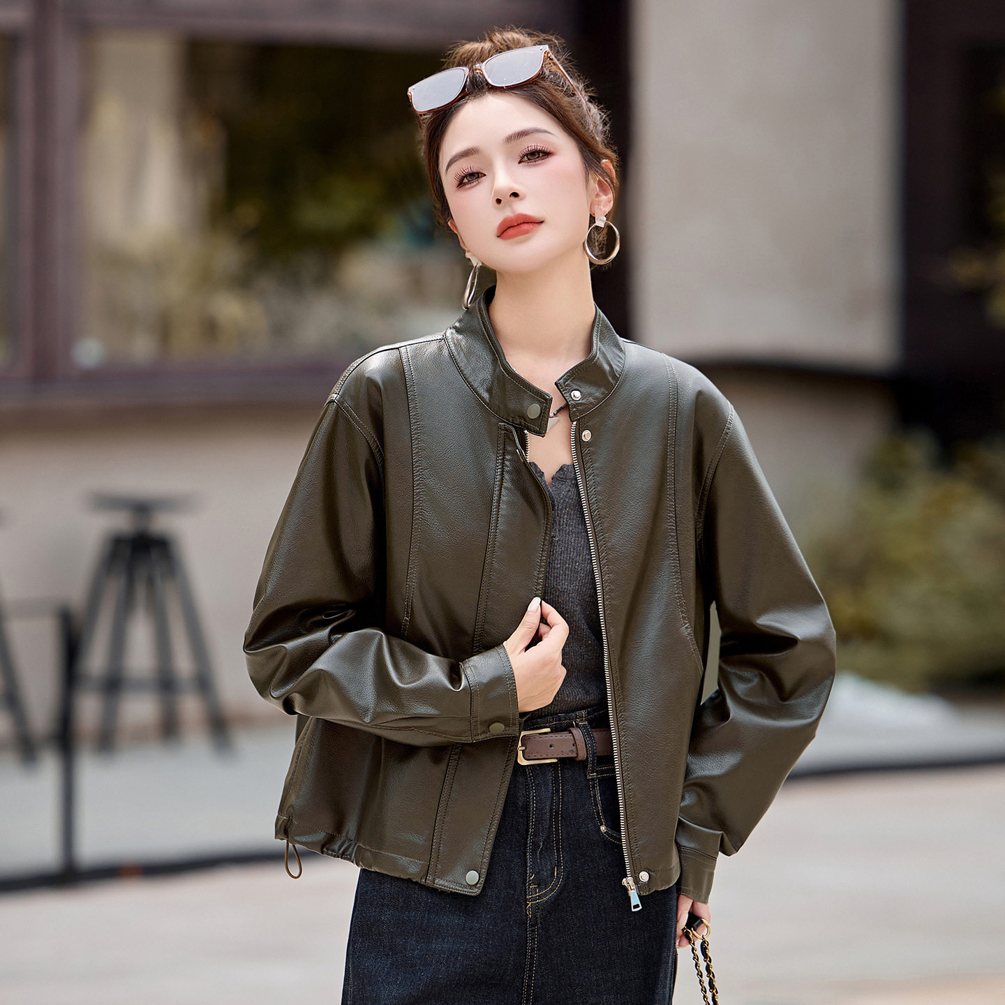 女式皮衣2025秋季长袖修身新款气质时尚洋气百搭PU皮上衣夹克外套