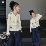 女童2025年秋季新款立体蝴蝶结毛衣中大童韩版针织开衫上衣外套潮，童装毛衣，祺儿童装