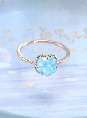 银戒指日系轻奢几何复古天然水晶绿松石戒子日系agete同款夏新款