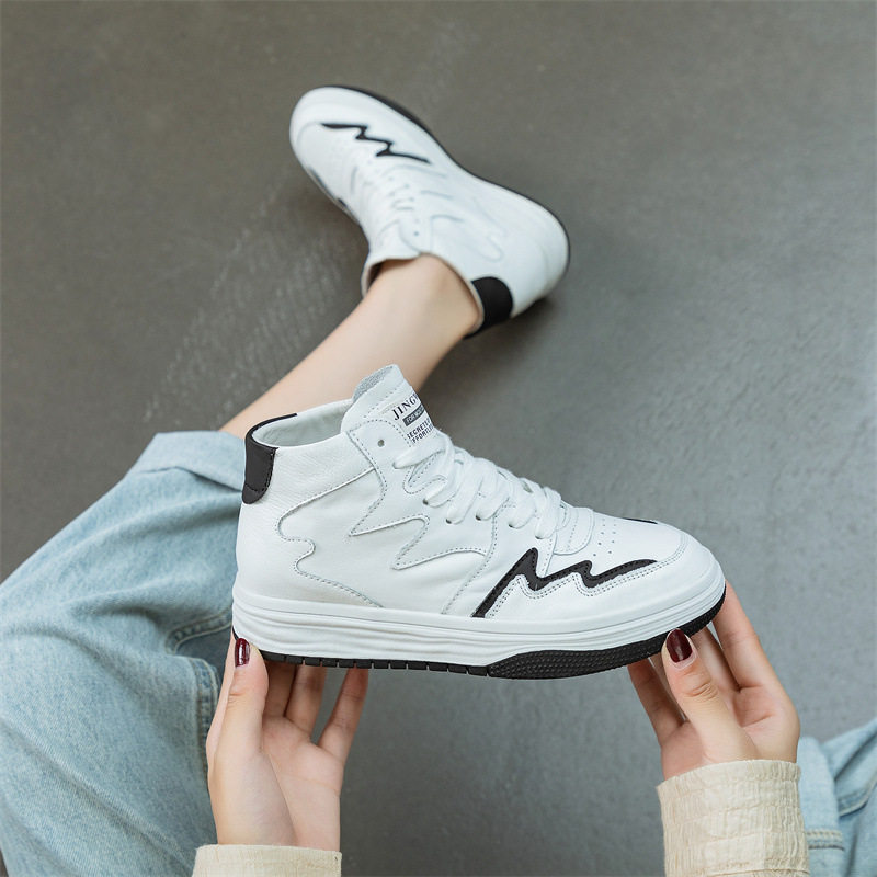 ccvv真皮女鞋春季新款牛皮高帮小白鞋女百搭运动舒适平底学生板鞋,女鞋,休闲板鞋,淘宝优惠券,粉丝福利购,淘宝优惠卷