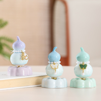 陶瓷转转乐葫芦摆件网红结晶釉陶瓷转转底座装饰品工艺品茶宠送礼
