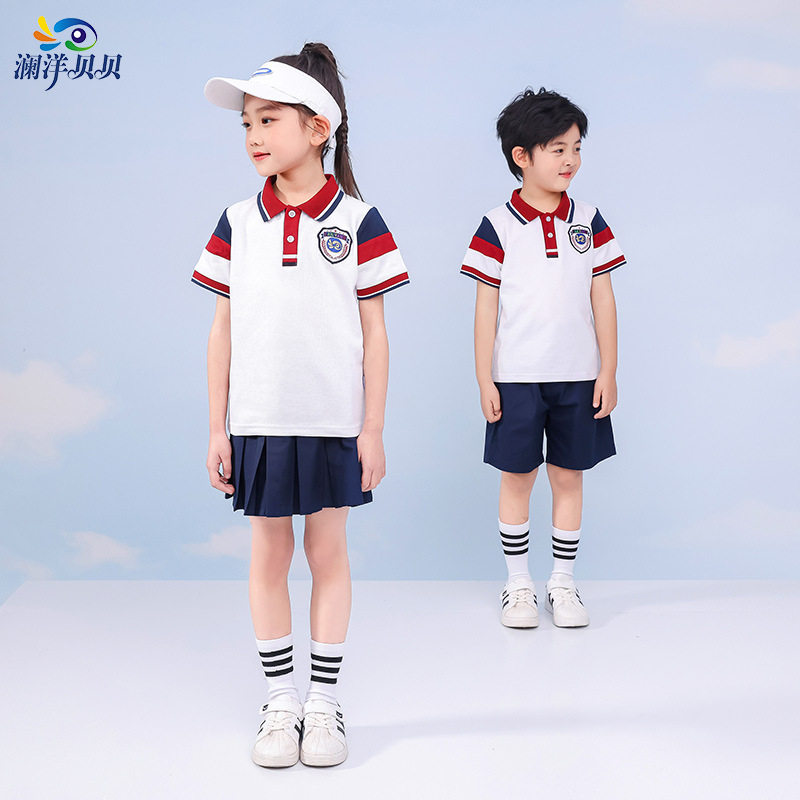 澜洋贝贝小学生夏季校服短裤学生套装学院中小学生夏装班服英伦风