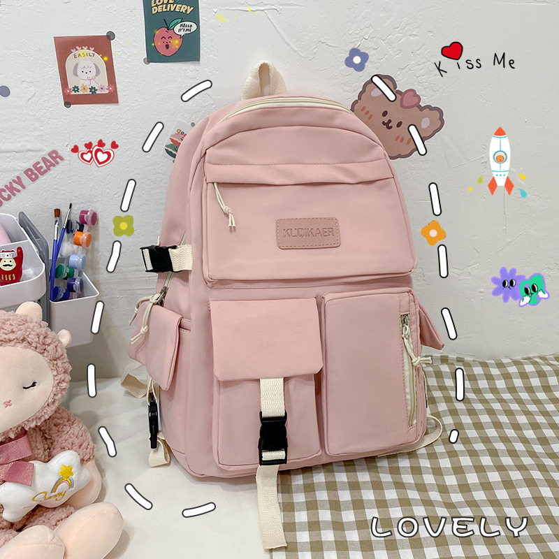 新款潮韩版大容量初中学生书包轻便简约旅行包帆布双肩背包