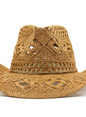 New women's beach hat cowboy straw caps sun hat 西部牛仔草帽