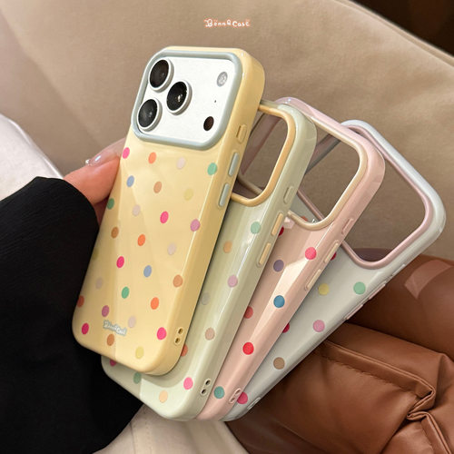 Dopamine Color Contrast Polka Dot Macaron Soft Shockproof Phone Case 适用 iPhone 17 Pro 16 15 14 13