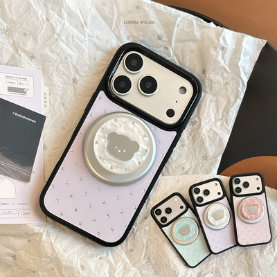 AceCase贝母小熊镜面苹果18PROMAX手机壳iphone17pro磁吸支架16鎏金15适用14简约13星星12卡通