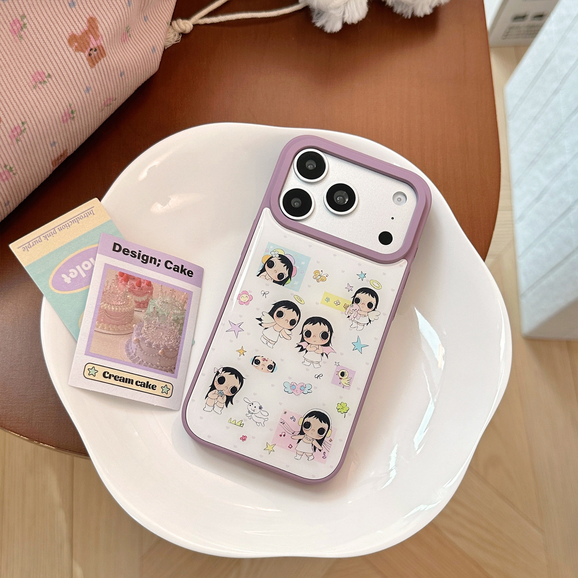 天使少女插画适用苹果17promax手机壳iPhone18滴胶卡通13防摔16