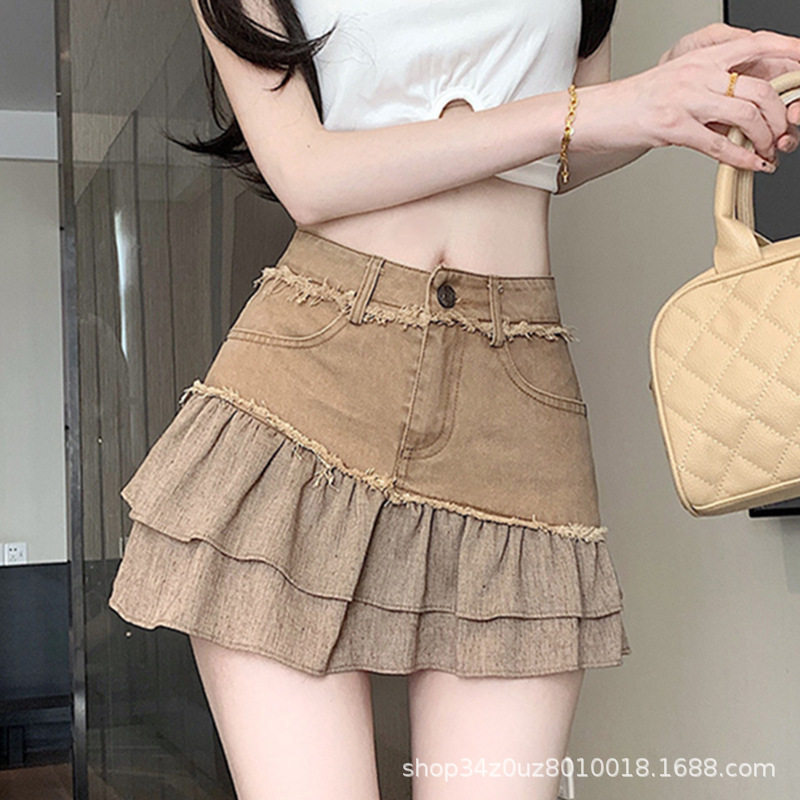 短裙半身裙女牛仔纯棉A字裙2026夏季新款防走光a包臀蛋糕裙子现货