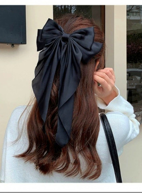 Girls Black Red Big Velvet Bow Hair Clip For Women Vintage W