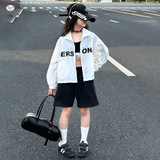 女童夏装防晒衣2025新款透气polo领户外衣中大童简约外套防紫外线，童装儿童户外服，祺儿童装