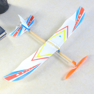 皮筋弹射泡沫飞机弹弓竹蜻蜓儿童男孩户外运动手抛回旋滑翔机玩具