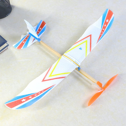 皮筋弹射泡沫飞机弹弓竹蜻蜓儿童男孩户外运动手抛回旋滑翔机玩具