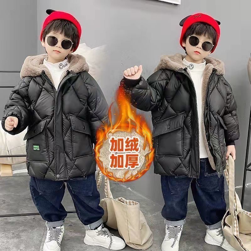 童加绒棉服外套秋冬装加厚保暖棉袄儿童孩连帽可爱潮