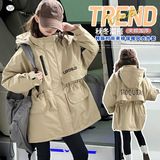 女童风衣外套夹棉加厚秋冬2025新款儿童初冬穿搭大童收腰棉服冬季，童装风衣，祺儿童装