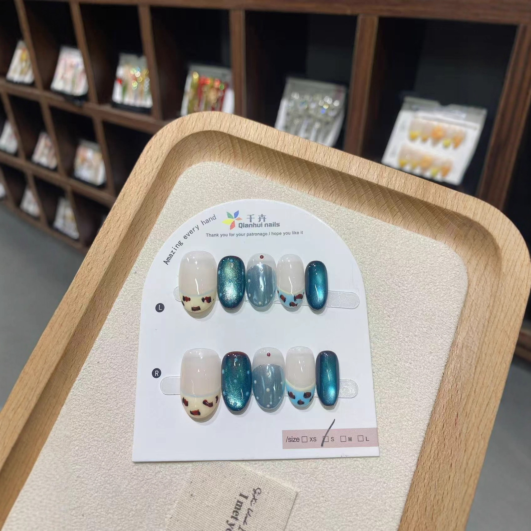 苍洱之恋秋冬日常显白系列百搭猫眼美甲贴片纯手工穿戴甲成品指甲