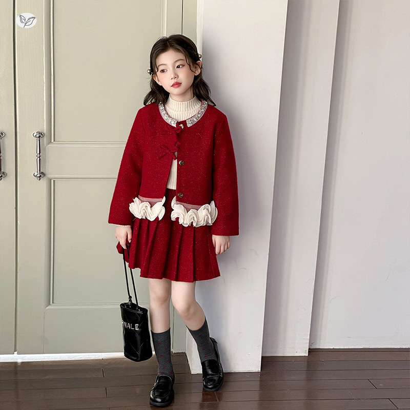 女童2025年秋冬季新款时尚洋气小香风花边毛绒绒加绒加厚套装裙潮,童装休闲套装,祺儿童装 女童2025年秋冬季新款时尚洋气小香风花边毛绒绒加绒加厚套装裙潮,童装休闲套装,祺儿童装