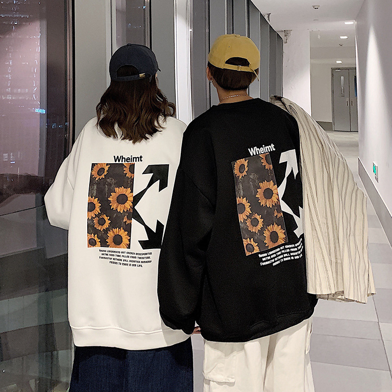 情侣装衣服卫衣薄款潮流ins小众设计感印花宽松oversize外套春秋