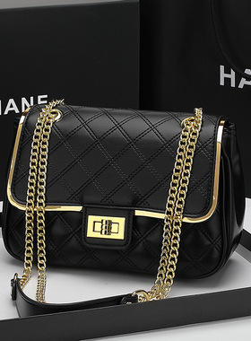 时尚肩腋下包简约百搭2025夏季新款菱格女包肩斜挎链条小方包