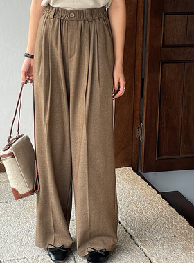 翡格依GN2023秋季新款裤子松紧腰阔腿裤垂感高腰显瘦长裤休闲裤女