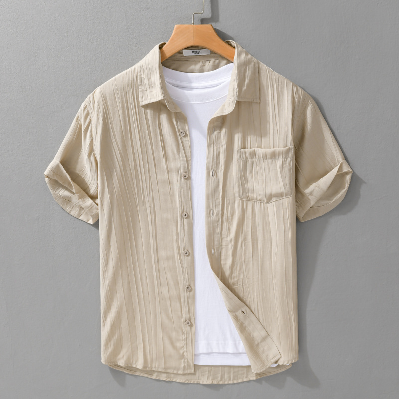 夏季装简约百搭短袖衬衫薄款舒适透气清新商务休闲衬衣973