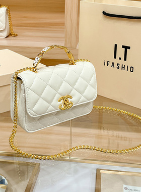 品牌新款真皮手提包链条斜挎小方包肩迷你小香风菱格包街头女包