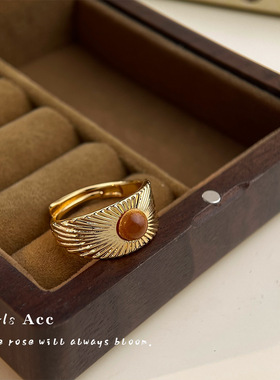 中古古着风时尚开口戒指文艺复古个性设计感食指戒小众轻奢指环