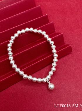 足银999复古国风如意福乐字古法圆珠手链铃铛小众设计转运手串女