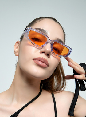 2026方形猫眼嘻哈眼镜小框时尚绿色墨镜女太阳镜小红书抖音同款