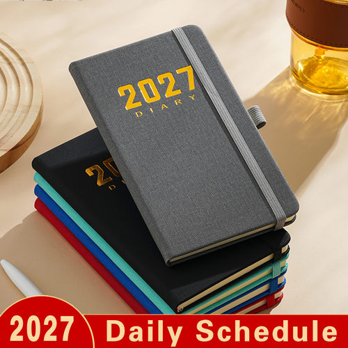 跨境2027年英文周计划本A6绑带便携日程本每日时间管理口袋笔记本