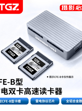 ITGZ CFE-B雷电双卡速读卡器JHL7440主控40Gbps相机雷电读卡器