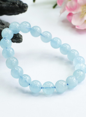 天然海蓝手串天空蓝手链水晶