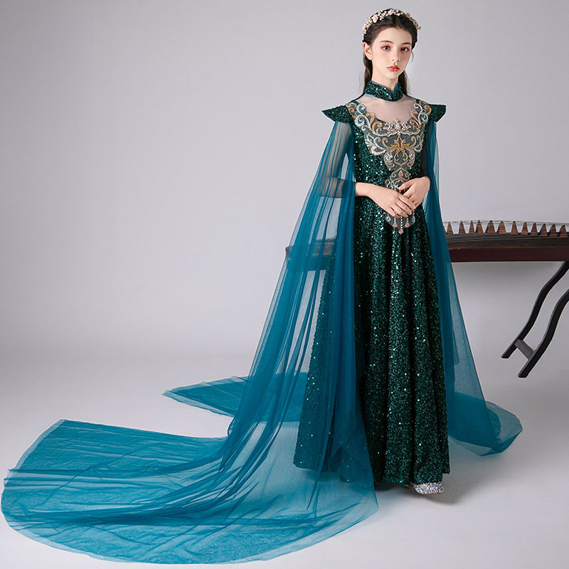 儿童民乐艺考演出服2025新款墨绿色亮片公主裙女童中国风古筝礼服,童装/婴儿装/亲子装,汉服,淘宝优惠券,粉丝福利购,淘宝优惠卷