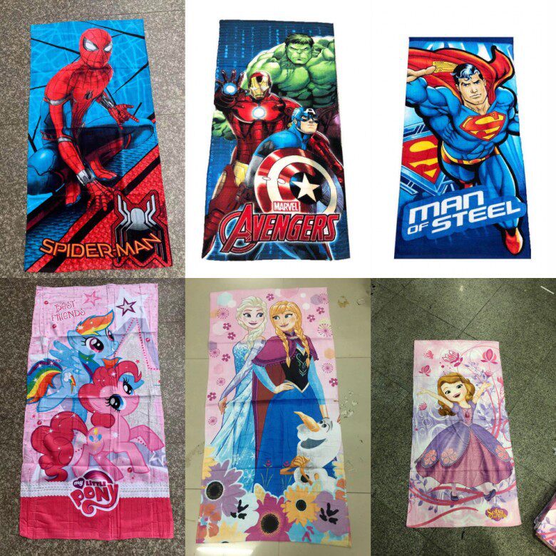 包邮小浴巾 60*120cm冰雪小马蜘蛛复仇索菲白雪浴巾沙滩巾外贸