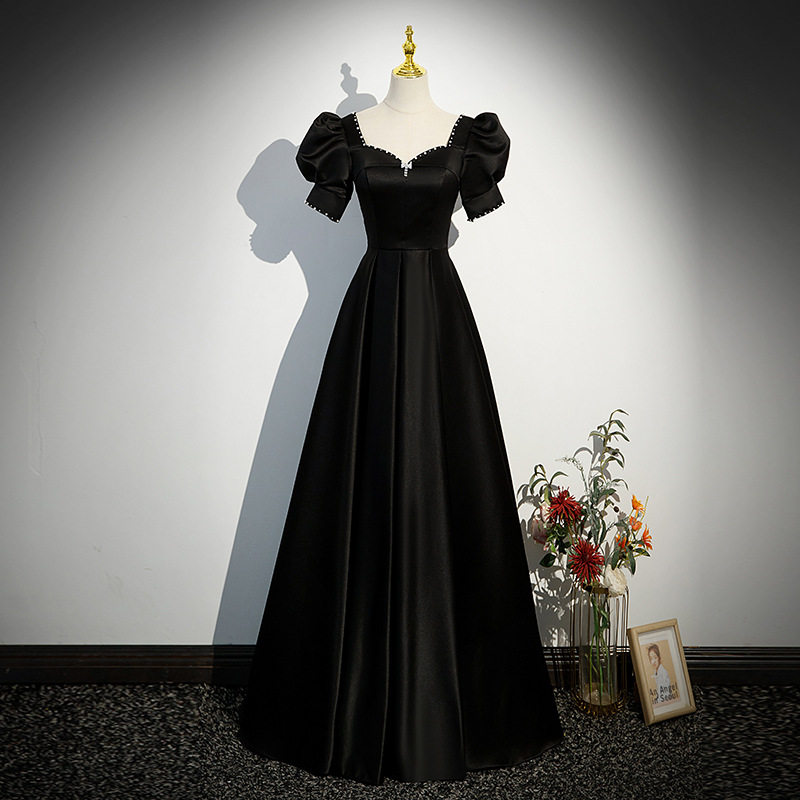 黑色晚礼服宴会2025新款长款贵优雅修身主持人合唱团礼服长裙女