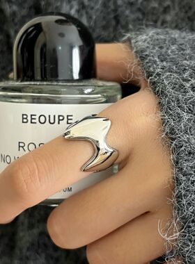 不规则光面波浪戒指女小众设计女级感开口可调节时尚欧美流线感